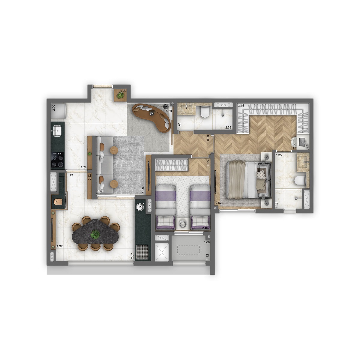 71 m² (2 dorms)