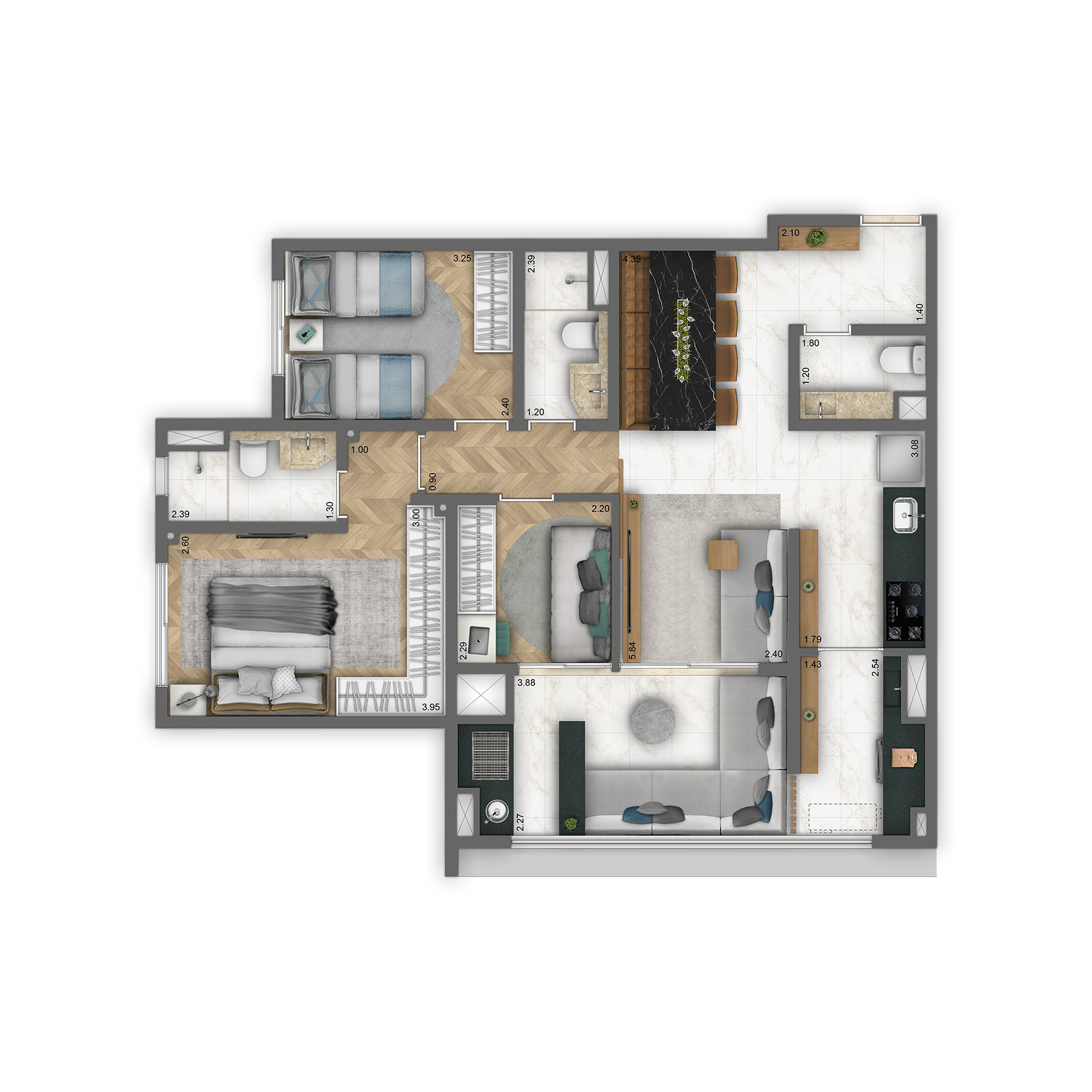 82 m² (3 dorms)