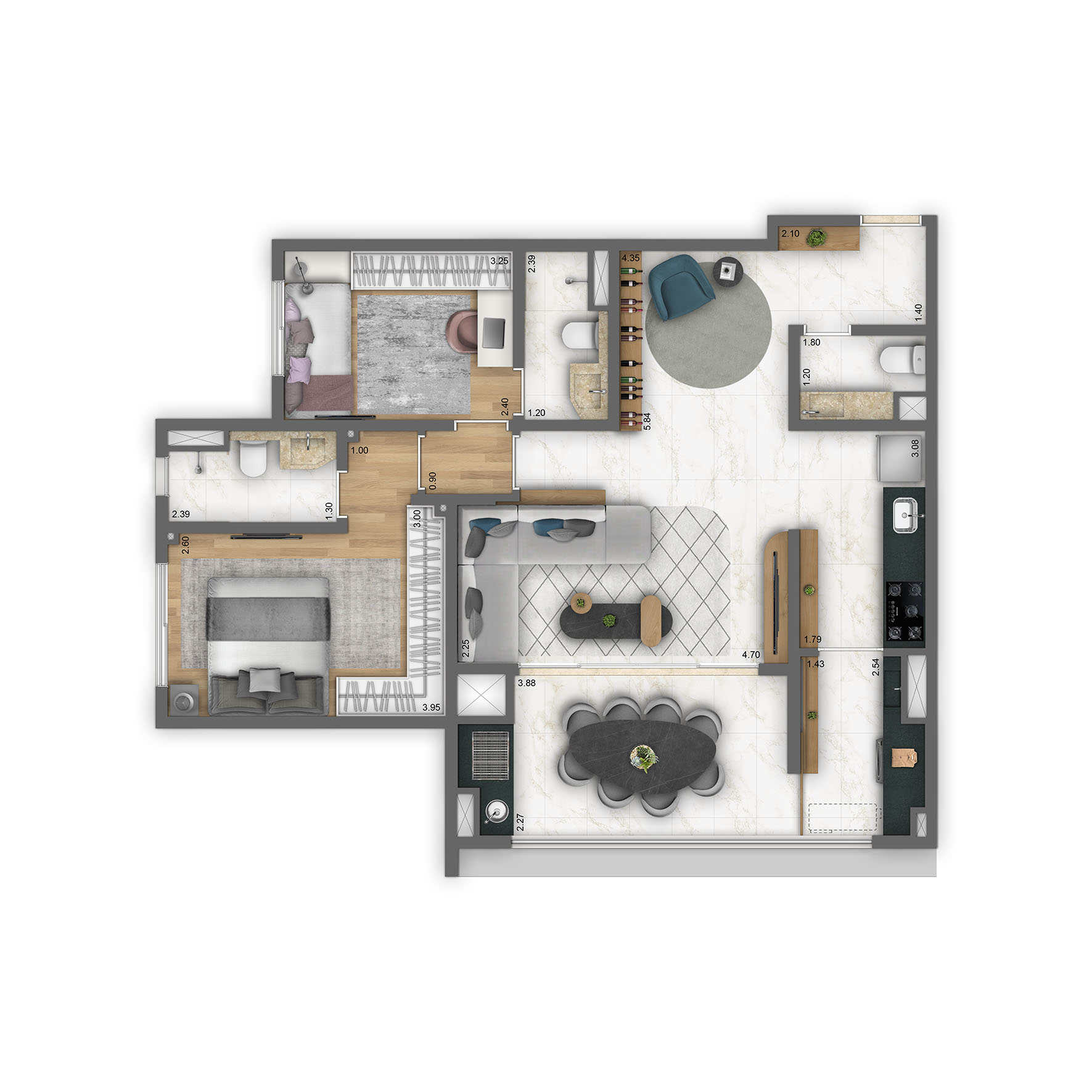 82 m² (2 suites)